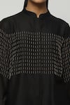 Shop_Abraham & Thakore_Black Chanderi Embellished Beads Shirt Collar Dash  _Online_at_Aza_Fashions