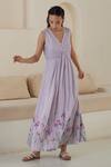 Buy_Surmaye_Purple Handwoven Organza Silk Modal Playful Surprises Dress  _at_Aza_Fashions