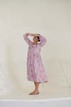 Buy_Surmaye_Pink Handwoven Organza Silk Modal Handmade Dreamy Floral Dress  