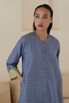 Shop_Surmaye_Blue Handwoven Silk Modal Endless Laughter Kurta And Pant Set  _at_Aza_Fashions