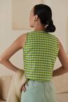 Surmaye_Green Handwoven Fine Silk Handloom Cotton Sisterhood Sonnet Blouse  _Online_at_Aza_Fashions