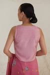 Surmaye_Pink Handwoven Silk Modal Gingham V Sisterhood Sonnet Blouse  _Online_at_Aza_Fashions