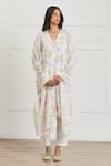 Buy_Surmaye_Ivory Handloom Cotton Printed Botanical Bliss Kurta And Pant Set  _at_Aza_Fashions