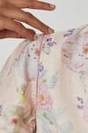 Surmaye_Off White Handwoven Mulberry Silk Handpainted Floral Shawl Collar Amore Blouse _Online_at_Aza_Fashions