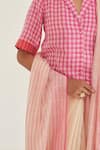 Buy_Surmaye_Pink Handwoven Handloom Cotton Silk Checks Notch Gingham Checkered Shirt Blouse _Online_at_Aza_Fashions