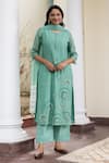 Buy_Vaayu_Green Muslin Cotton Printed And Embroidered Floral Kurta Pant Set  _at_Aza_Fashions