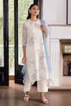 Vaayu_White Summer Bloom Thread Embroidered Kurta Set_Online_at_Aza_Fashions