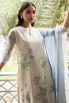 Vaayu_White Summer Bloom Thread Embroidered Kurta Set_at_Aza_Fashions