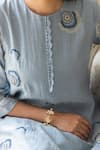 Buy_Vaayu_Blue Muslin Cotton Embroidered Thread Work Round Neck A-line Kurta And Pant Set _Online_at_Aza_Fashions
