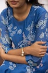 Shop_Vaayu_Blue Muslin Cotton Printed And Embroidered Layered Kurta & Pant Set  _Online_at_Aza_Fashions