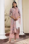 Buy Vaayu Pink Floral Print Kurta Pant Set at Aza Fashions Buy_Vaayu_Pink Floral Print Kurta Pant Set _at_Aza_Fashions