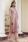 Vaayu Pink Floral Print Kurta Pant Set Online at Aza Fashions Vaayu_Pink Floral Print Kurta Pant Set _Online_at_Aza_Fashions