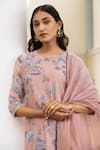 Shop Vaayu Pink Floral Print Kurta Pant Set Online at Aza Fashions Shop_Vaayu_Pink Floral Print Kurta Pant Set _Online_at_Aza_Fashions