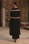 BAIRAAS_Black Kurta And Palazzo Crepe Hand Work Sequin Mastani Embellished Straight Set_Online_at_Aza_Fashions