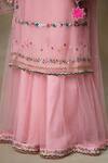 SHASHA GABA_Pink Cotton, Silk Organza, Muslin Embroidery, Lotus Floral Kurta Skirt Set _Online_at_Aza_Fashions