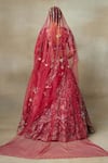Shop_SHASHA GABA_Red Organza, Chanderi Floral Zardozi Embroidered Bridal Lehenga Set _at_Aza_Fashions