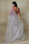 Shop_SHASHA GABA_Grey Chamudi Silk Embroidered Resham Scallop Border Saree With Blouse  _at_Aza_Fashions