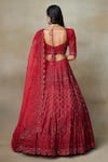 Shop_SHASHA GABA_Red Silk Organza, Canvas Stones, Embroidery, Swarovski Bridal Lehenga Set _at_Aza_Fashions