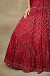 SHASHA GABA_Red Silk Organza, Canvas Stones, Embroidery, Swarovski Bridal Lehenga Set _Online_at_Aza_Fashions