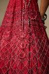 Shop_SHASHA GABA_Red Silk Organza, Canvas Stones, Embroidery, Swarovski Bridal Lehenga Set _Online_at_Aza_Fashions