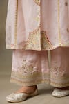 Shop_SHASHA GABA_Pink Denim, Silk Organza, Linen Zari, Sequins, Embroidery Round Jacket Kurta Set _Online_at_Aza_Fashions
