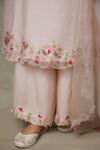 SHASHA GABA_Pink Silk Organza Embroidery, Beads Scoop Neck Placement Floral Kurta Set _at_Aza_Fashions