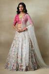 Buy_SHASHA GABA_Grey Chamundi Silk Embroidered Floral Blunt V Bridal Lehenga Set _Online_at_Aza_Fashions