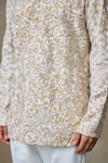 Buy_SHASHA GABA_Beige Silk Embroidery Resham Floral Short Kurta  _Online_at_Aza_Fashions