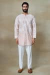 Buy_SHASHA GABA_Pink Silk Embroidery Resham Short Kurta  _at_Aza_Fashions