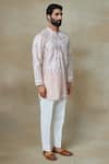 SHASHA GABA_Pink Silk Embroidery Resham Short Kurta  _Online_at_Aza_Fashions