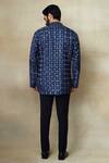 Shop_Shasha Gaba_Blue Silk Pearls, Embroidery Geometric Pattern Short Kurta _at_Aza_Fashions