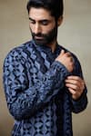 Buy_Shasha Gaba_Blue Silk Pearls, Embroidery Geometric Pattern Short Kurta _Online_at_Aza_Fashions