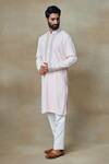 Buy_SHASHA GABA_Pink Silk Embellished Zari And Resham Work Yoke Kurta _at_Aza_Fashions