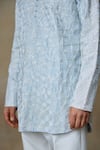 Shop_SHASHA GABA_Blue Silk Embroidered Zari Short Kurta  _Online_at_Aza_Fashions