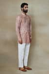 Buy_SHASHA GABA_Pink Silk Embroidered Bead And Resham Work Short Kurta _Online_at_Aza_Fashions