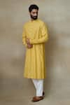 SHASHA GABA_Yellow Silk Embroidery Mirror Vine Jaal Kurta  _Online_at_Aza_Fashions