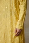 Buy_SHASHA GABA_Yellow Silk Embroidery Mirror Vine Jaal Kurta  _Online_at_Aza_Fashions