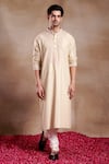 Buy_SHASHA GABA_Beige Silk Embroidery Dori Mystic Fleur Kurta _at_Aza_Fashions