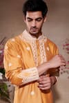 SHASHA GABA_Yellow Silk Embroidery Resham Floral Thread Kurta _Online_at_Aza_Fashions