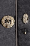 Buy_Cosa Nostraa_Gold Shiva Tandava Carved Brooch And Lapel Pin Set _at_Aza_Fashions