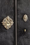 Buy_Cosa Nostraa_Gold Om Trayambakam Carved Brooch And Lapel Pin Set _at_Aza_Fashions