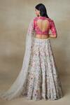 Shop_SHASHA GABA_Grey Chamundi Silk Embroidered Floral Blunt V Bridal Lehenga Set _at_Aza_Fashions