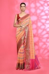 Buy_Nazaakat by Samara Singh_Multi Color Cotton Silk Woven Checks Checkered Saree With Running Blouse Piece_at_Aza_Fashions