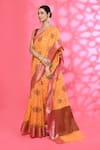 Buy_Nazaakat by Samara Singh_Orange Cotton Silk Woven Floral Dot Pattern Saree With Running Blouse Piece_Online_at_Aza_Fashions