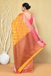 Shop_Nazaakat by Samara Singh_Yellow Cotton Silk Woven Floral Banarasi Jaal Saree With Running Blouse_at_Aza_Fashions