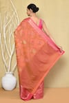 Shop_Nazaakat by Samara Singh_Orange Cotton Silk Woven Floral Pattern Saree With Running Blouse_at_Aza_Fashions