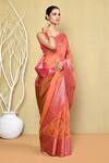 Buy_Nazaakat by Samara Singh_Orange Cotton Silk Woven Floral Pattern Saree With Running Blouse_Online_at_Aza_Fashions
