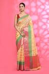 Buy_Nazaakat by Samara Singh_Beige Cotton Silk Woven Floral Mandala Flower Pattern Saree With Running Blouse_at_Aza_Fashions