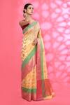 Buy_Nazaakat by Samara Singh_Beige Cotton Silk Woven Floral Mandala Flower Pattern Saree With Running Blouse_Online_at_Aza_Fashions
