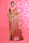 Buy_Nazaakat by Samara Singh_Beige Cotton Silk Woven Leaf Butti Motif Pattern Saree With Running Blouse_at_Aza_Fashions